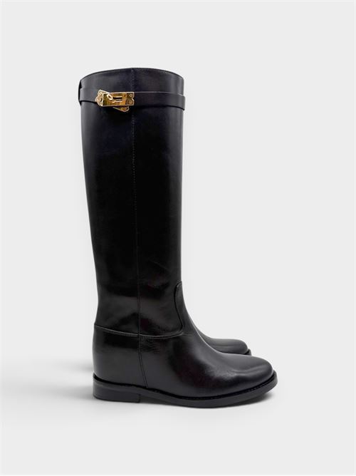 Damenstiefel mit innenliegendem Keilabsatz und Accessoire IL LACCIO | GS185338HVITELLONERO
